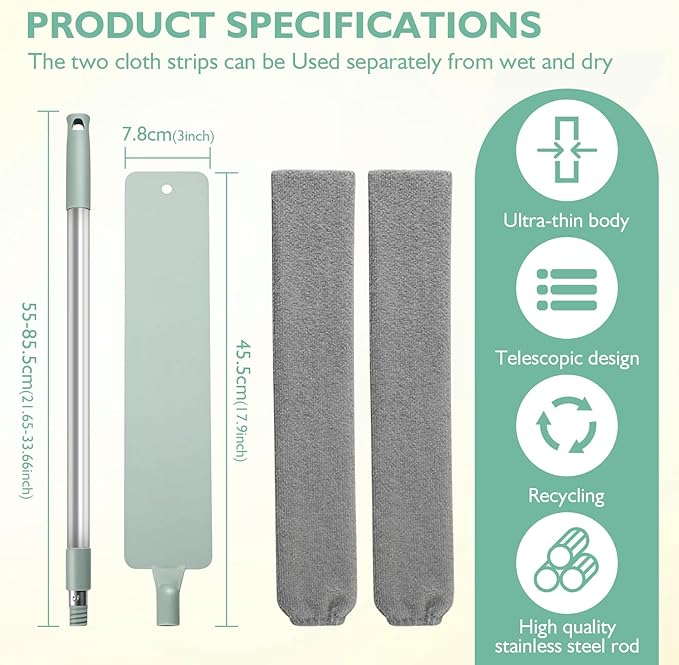 Retractable Gap Dust Cleaner – Extendable Microfiber Duster with Bendable &amp Removable Head Washable Dusting Brush for Home Kitchen Car &amp Hard-to-Reach Areas (1)