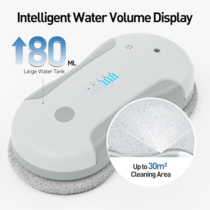 Window Cleaning Robot 5800Pa Intelligent Window Cleaner Robot with 80ml Dual Water Spray with Path Planning and Edge Detection for Interior/Exterior Highrise Windows