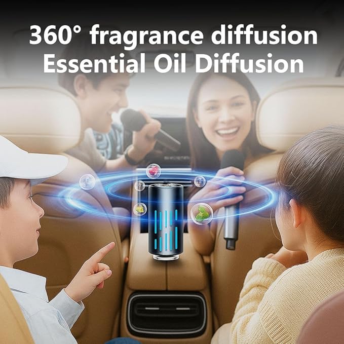 LWW Smart Car Air Freshener Diffuser Rechargeable Car Aroma Diffuser with 3 Spray Modes &amp Color Light Long Lasting Auto Scent Diffuser with 8 Essential Oils for Car Home Office Red