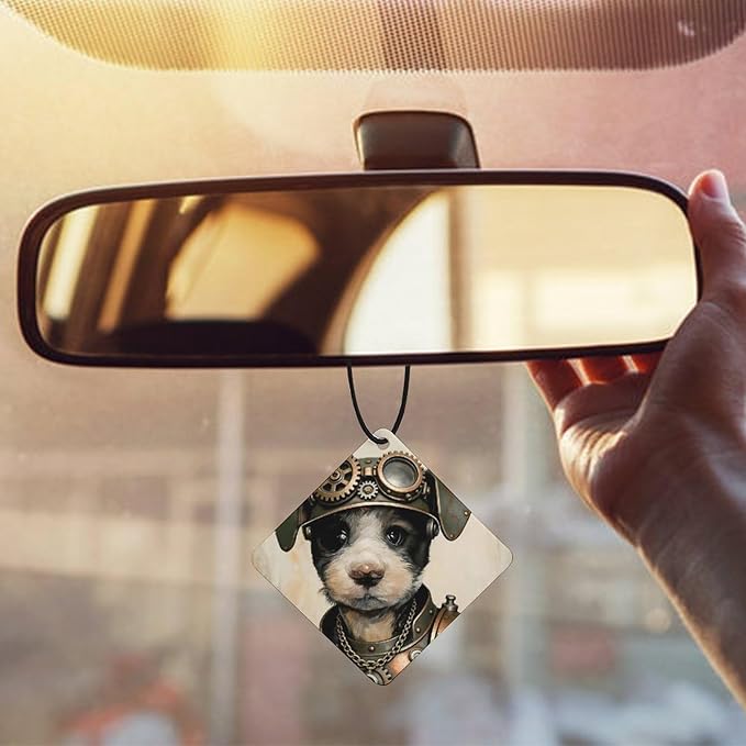 5PCS Car Air Freshener Hanging Personalized Double Sided Steampunk Puppy Car Fresheners Long Lasting New Cars Scents Cute Automotive Freshies for Closets Drawers (tea)