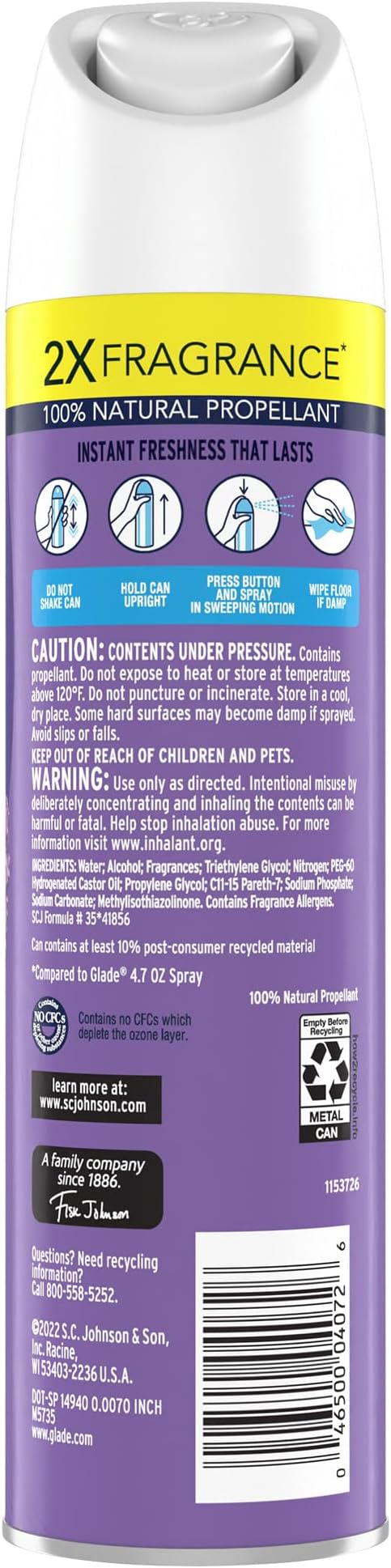 Glade Air Freshener Room Spray Tranquil Lavender &amp Aloe 8.3 oz 6 Count