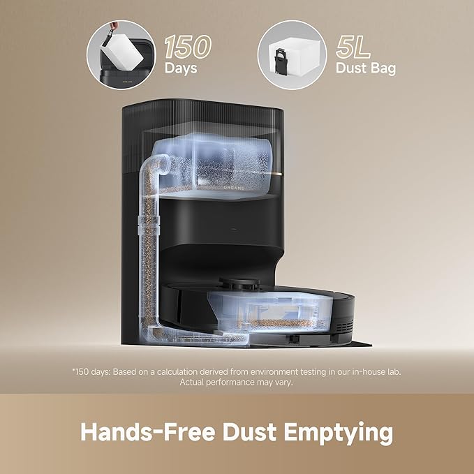 DREAME D20 Pro Plus Robot Vacuum 13000Pa Suction DuoBrush for Pet Hair Corner Cleaning Self Emptying LDS Navigation Laser Avoidance Vacuum Mop Hard Floors&ampCarpets (Black)