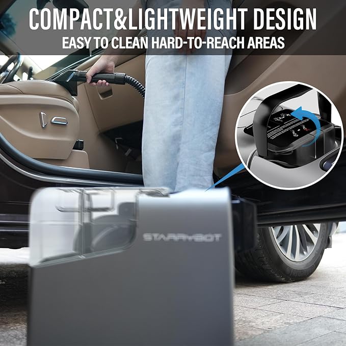 Portable Carpet Cleaner Machine with Steam and Heating Techology18Kpa Powerful Suction with Versatile Tools for Pets CouchSpot Cleaner for Stairs/Furniture/Rug(Gray)