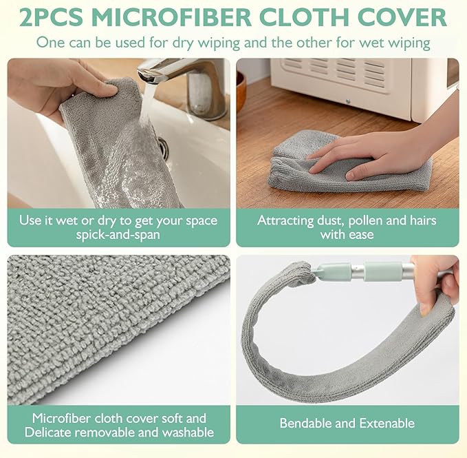 Retractable Gap Dust Cleaner – Extendable Microfiber Duster with Bendable &amp Removable Head Washable Dusting Brush for Home Kitchen Car &amp Hard-to-Reach Areas (1)