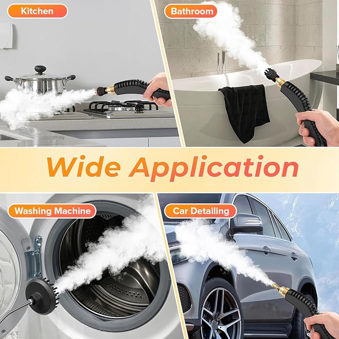 2500W Handheld Steam Cleaner High Temperature Pressurized Steam Machine with Brush Heads Rapid Heating and Powerful Deep for Kitchen Bathroom Car (US Plug 110V)