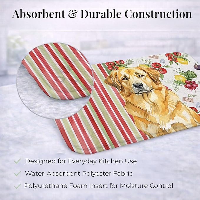Caroline's Treasures Lion Yellow Leonberger Vegetables Dish Drying Mat Absorbent Dish Drying Mat Pad for Kitchen Counter Dish Drainer Mat for Countertop 14 x 21 Multicolor