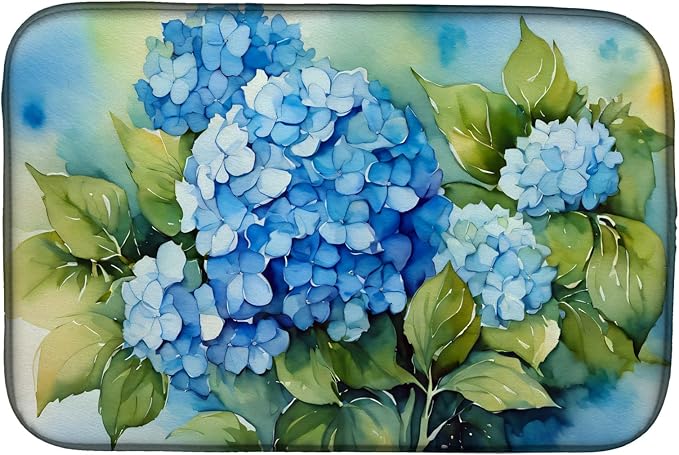Caroline's Treasures DAC1580DDM Hydrangeas in Watercolor Dish Drying Mat Absorbent Dish Drying Mat Pad for Kitchen Counter Dish Drainer Mat for Countertop 14 x 21 Multicolor