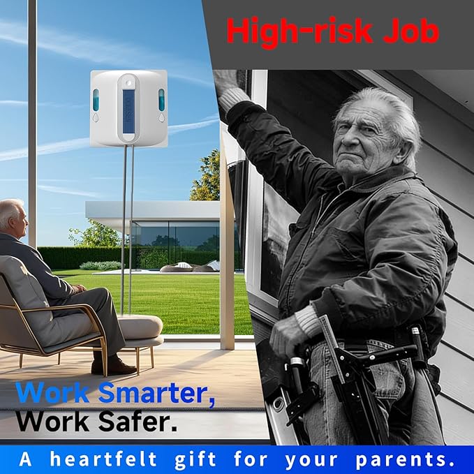 Window Cleaning Robot9000Pa Sauction &amp 75N Cleaning Force with 4 Water Spray Support 5 Cleaning Modes &amp Remote ControlWindow Cleaner Robot for Wet Cleaning Frame &amp Frameless Windows &amp