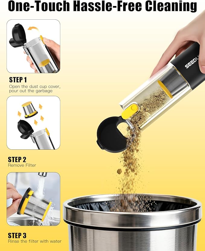 SEEDUSTRY Handheld Vacuum Cleaner Cordless Mini Small Car Vacuum Portable Pet Hair Vacuum 3 Suction Modes-Up to 18000pa 6 Blow &amp Suck &amp Deflate &amp Inflate Nozzles for Car Pet Office