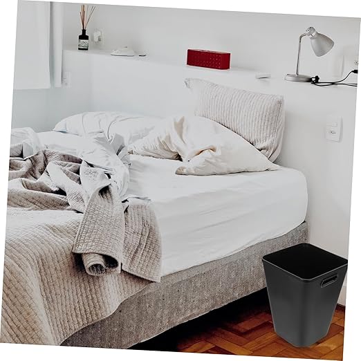 Large Plastic Trash Can Lid Simple Design Wastebasket for Bathroom Kitchen Living Room Bedroom Creative Garbage Bin for Home Organization