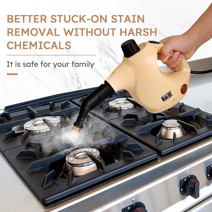 KeLDE 1300W Pressurized Handheld Steam Cleaner with Extension Rod 12 Accessories Multi-Surface Multi-Purpose Steam Mop for Deep Cleaning Home Kitchen Floor Grout Upholstery Sofa Carpet and Car