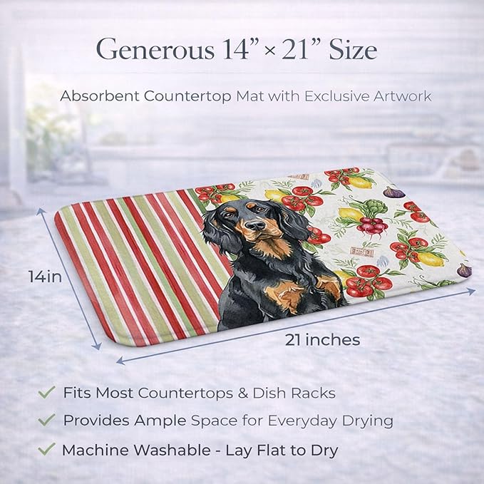 Caroline's Treasures Gordon Setter Vegetables Dish Drying Mat Absorbent Dish Drying Mat Pad for Kitchen Counter Dish Drainer Mat for Countertop 14 x 21 Multicolor