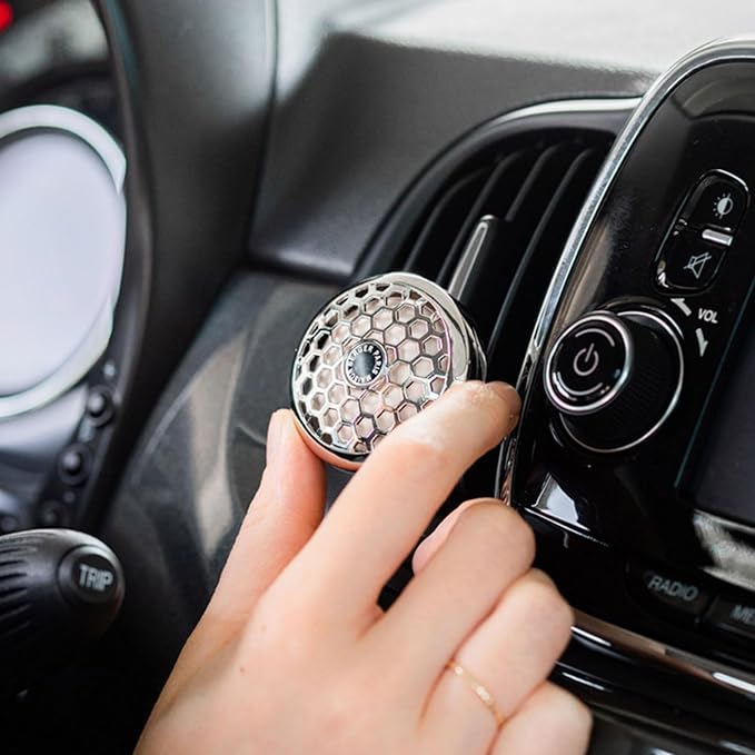 Maison Berger Car Diffuser Set – Refillable Vent Clip Ceramic Refill Made in France - Luxury Auto Scent - 4-Week Diffusion - Elegant Air Freshener for All Car Vents (Aroma Energy)