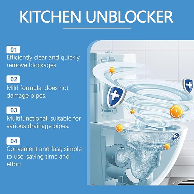 Drain Cleaner for Home Kitchen and Toilet Sinks - Fast Acting Formula to Unclog All Types of Drains Instantly(1PCS)
