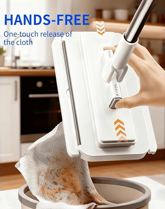 Beldrays Mop Beldrays Clip to Grip Mop 360 Swivel Floor Cleaner for Hardwood &amp Tile Hands-Free One-Button Release Use Any Cloth or Towel Slip-Proof Clamping Teeth Wet &amp Dry Cleaning (5*