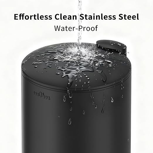 mVm Bathroom Trash Can3.2 Gallon/12 Lliter Step Round Trash Can with Lid and Foot PedalSoft-Close.Stainless Steel Garbage Can for BathroomBedroomOfficeLiving Room (Matte Black)