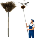 Ostrich Feather Duster 79 Inch (2m) Extra Long Extendable Telescopic Handle Cleaning Tool Natural Soft Feather Brush for High Ceiling Fan High Shelves and Home Cleaning