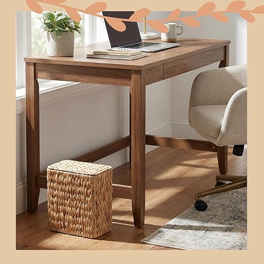 Wicker Waste Basket with Lid Water Hyacinth Handwoven Garbage Can Small Bathroom Trash Can Boho Rattan Wastebasket with Removable Liner for Bedroom Home Living Room Office Kitchen
