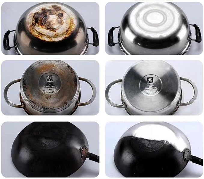 Pot Bottom Black Stain Cleaning Brush Black Cleaning Film for Pot Bottom Powerful Burnt Residue Remover Paste for Cookware Stainless Steel Cookware Cleaner Paste Kit with Shovel &amp Gloves (1pcs)