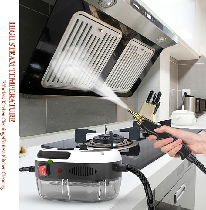 Portable Handheld Steam Cleaner 6-Level Adjustable Handle 10s Heat-Up Large Quarts Tank High Pressure Steam Machine for Dirt Grease Grout Tile Floor Car(Style1)