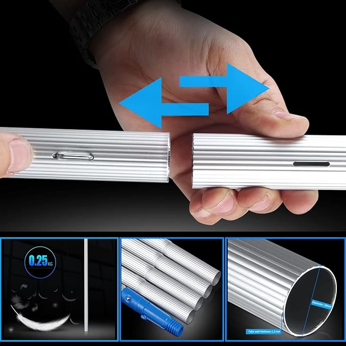5-12m Window Cleaning Pole Water/Hose Fed Pole Telescopic Window Cleaner for Cleaning photovoltaic and Solar Panels and Other Cleaning Activities（9m/30ft Rod30cm Brush Head）