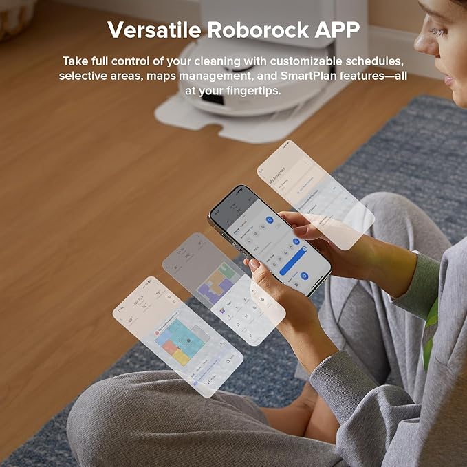 roborock Qrevo Series Robot Vacuum and Mop 8000Pa Suction Upgraded from Qrevo S Anti-Tangle Brush Smart Obstacle Avoidance Auto Mop Washing All-in-One Dock 200RPM Spinning Mops White(QV 35A)