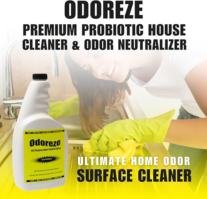 Natural Probiotic House Odor Eliminator &amp Cleaner Spray: 32 oz. Concentrate Makes 128 Gallons to Clean Smell Inexpensively