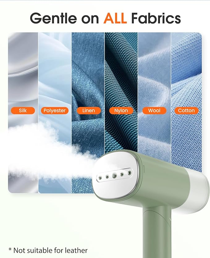 Handheld Steamer for Clothes 1200W Foldable Travel Steamer 20 Sec Preheat Garments Wrinkle Remover 120V Portable Hand Iron with 150ml Water Tank Clothes Steamer for Home Travel-Green