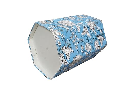 Handmade Cotton Paper Waste Basket Stylish Trash Can for Home or Office (1 Sky Blue)