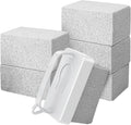 7 Pcs Pumice Stone Cleaning Set for Spa Tile Grout Pool and Bathroom Tile Scrub Stone 6 Stones with 1 Handle Concrete Cleaning Pumice Cleaning Blocks for Stubborn Stains