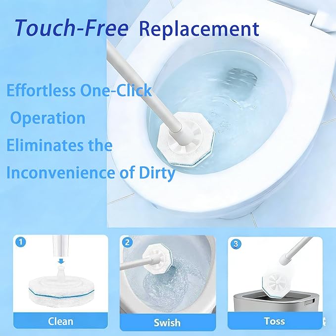 60 Count Toilet Wand Refills Fits Clorox Wand 3X Cleaning Exclusive Upgrade Formula Disposable Toilet Bowl Wand Refills No Falling Apart Fits Most Brand Toilet Brushes Cleaning Systeam