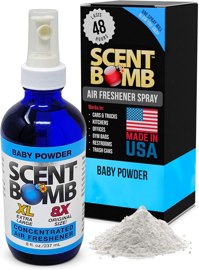 Scent Bomb Air Freshener Spray Long-Lasting Odor Eliminator for Home &amp Car Effective Deodorizer for Kitchen Bathroom Fresh Room Spray &amp Smell Neutralizer Baby Powder Scent