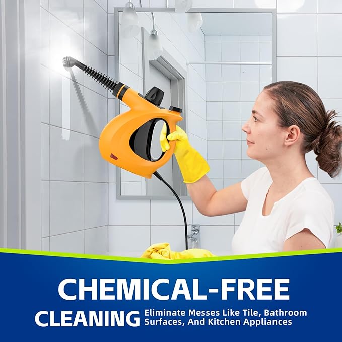 Handheld Pressurized Multi-Surface Steam Cleaner Ease of Cleaning 100% Chemical-Free Steam Cleaner for Home with 11pcs Accessories Portable Steamer for Deep Cleaning Tile Grout Window CouchCar