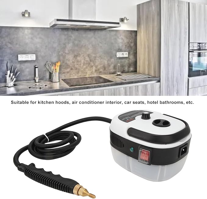 High Temperature High Pressure Steam Cleaner Handheld Steam Cleaner for Kitchen Air Conditioner Grease Cars and Hotels Made of Durable ABS Material (White)