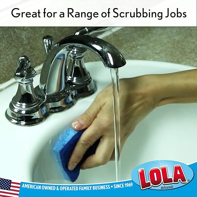 LOLA Natural Cellulose Scrub Sponges 12 Pack All Purpose Scrubber Sponge Made of Cellulose Sustainable Dishwasher Safe Non-Stick