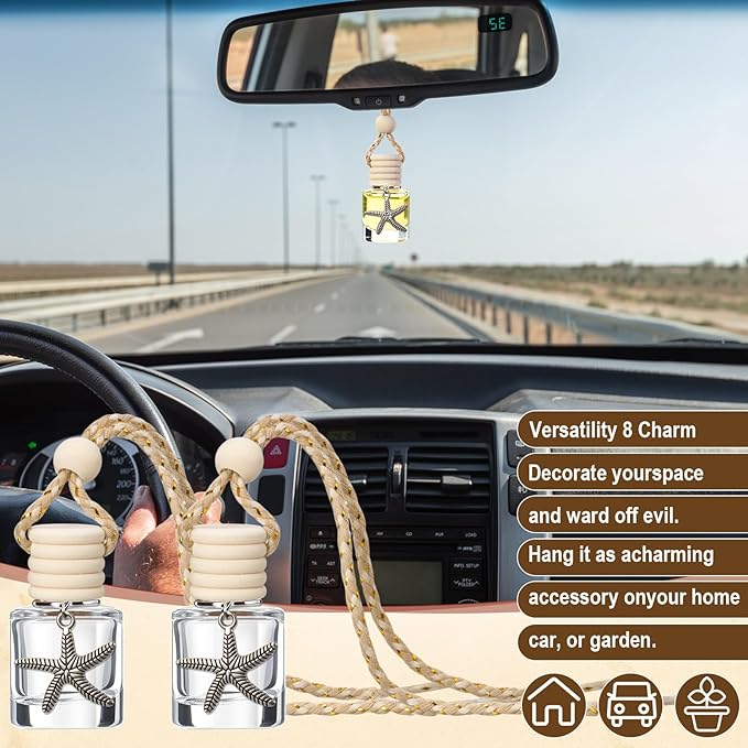 Qinyoung 30 Pack Car Diffuser Bottles Appreciation Gifts for Staff Air Freshener Hanging Empty Bulk Essential Oil Perfume Diffuser Pendant Bottle with Starfish Story Charms Gift for Valentines Day