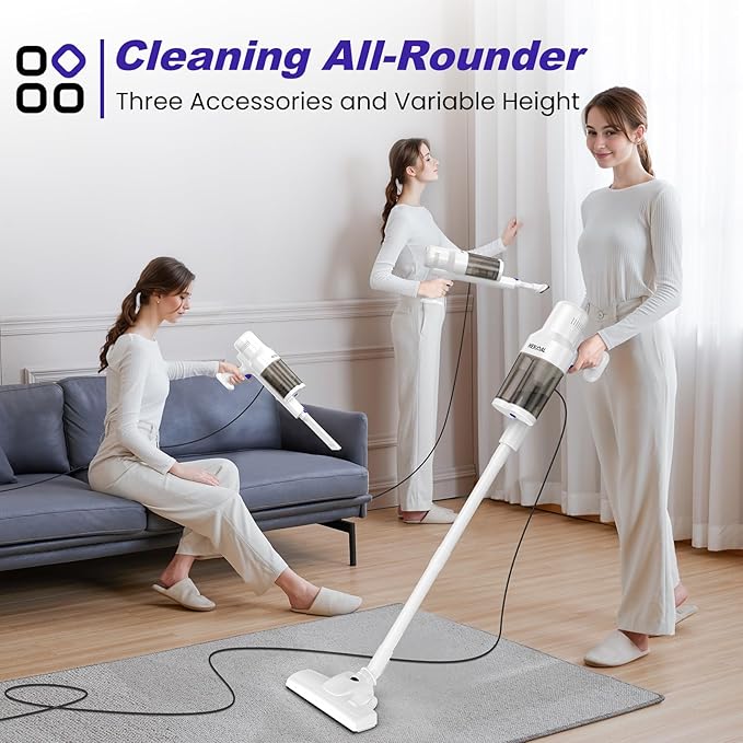 Vaccum Cleaner for Home Corded Stick Vaccum 600W 22KPA for Pet Hair Handheld Vaccum Ultra-Light the Elderly and the Young Friendly Hardwood Floor Lightweight Vaccum for Dorm Apartment Essential