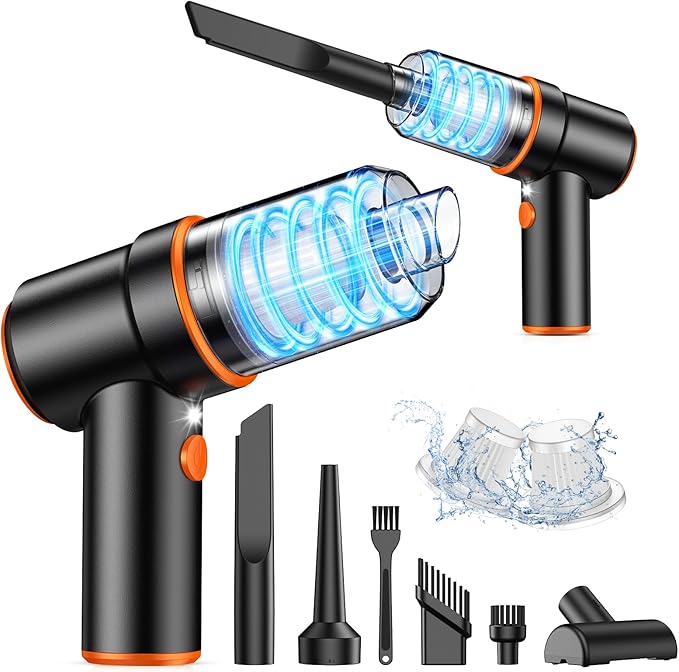 KMM Handheld Car Vacuum Cleaner 9000PA Vacuum Cleaner &amp Air Duster 120W High Power Vacuum Portable Cordless Hand Held Vacuum Rechargeable with Multi-Nozzles &amp LED Light for Home Car Offic