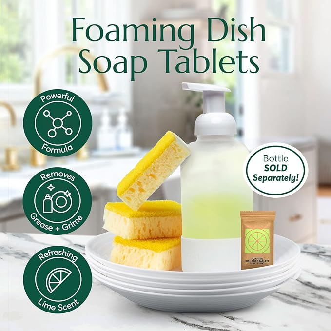 CLEANOMIC Garbage Disposal Cleaner Foaming Dish Soap &amp Reusable Kitchen Cloth Bundle