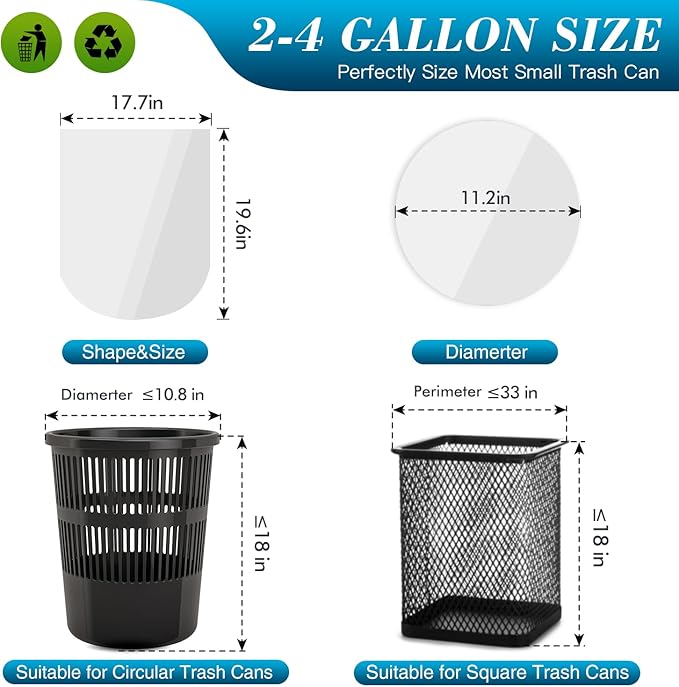 Charmount Small Trash Bags 2-4 Gallon 1000 Count Unscented White Plastic Wastebasket Liners for Bathroom Mini Garbage Can or Bin
