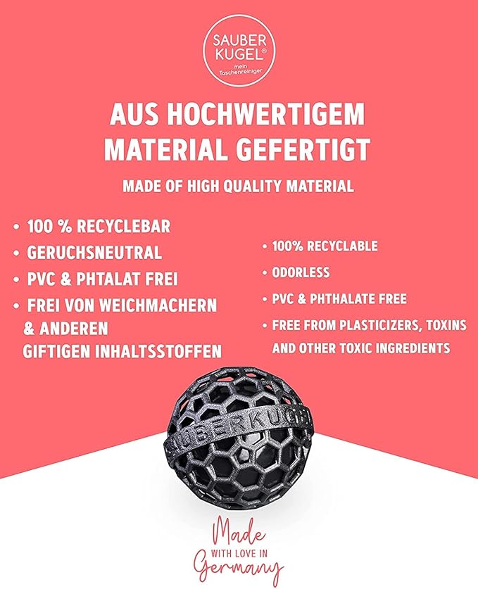 Sauberkugel - The Clean Ball - The clever way of cleaning purses bags backpacks and school bags (Springfield Collection)