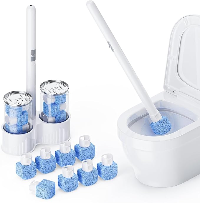 8 Pack Pumice Stone Toilet Bowl Set with 18 in Extra Long HandleWhite Holder CasePumice Stone for Cleaning for Cleaning Toilets Bathtubs Grills Swimming Pools Sinks