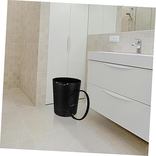 Cabilock Plastic Waste Basket Marble Pattern Large Capacity Kitchen Trash Can Office Bathroom Wastebasket Press Ring