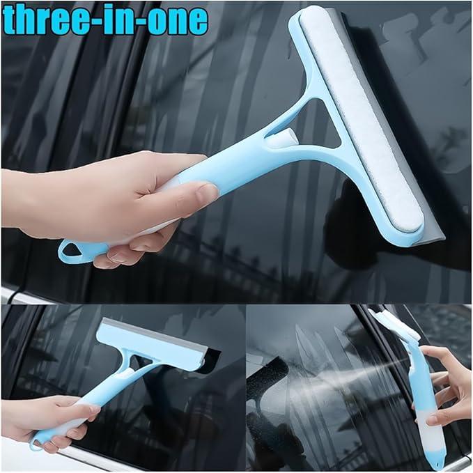 Household Multifunctional Glass Wiper with Watering Can – 3-in-1 Cleaning Tool for Mirrors Windows and Car Windshields