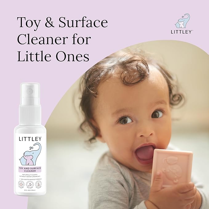 Littley Toy &amp Surface Cleaner | 8 oz | Alcohol-Free HOCl Spray for Baby Toys &amp High-Touch Surfaces | Fragrance-Free Formula | Gentle Cleaning for Everyday Messes