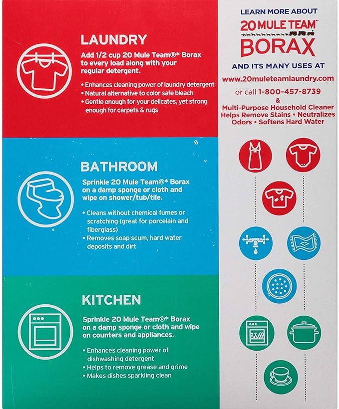 20 Mule Team Borax Natural Laundry Booster 65 oz (2 Pack)