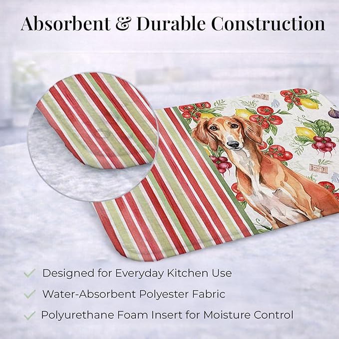 Caroline's Treasures Red Saluki Vegetables Dish Drying Mat Absorbent Dish Drying Mat Pad for Kitchen Counter Dish Drainer Mat for Countertop 14 x 21 Multicolor