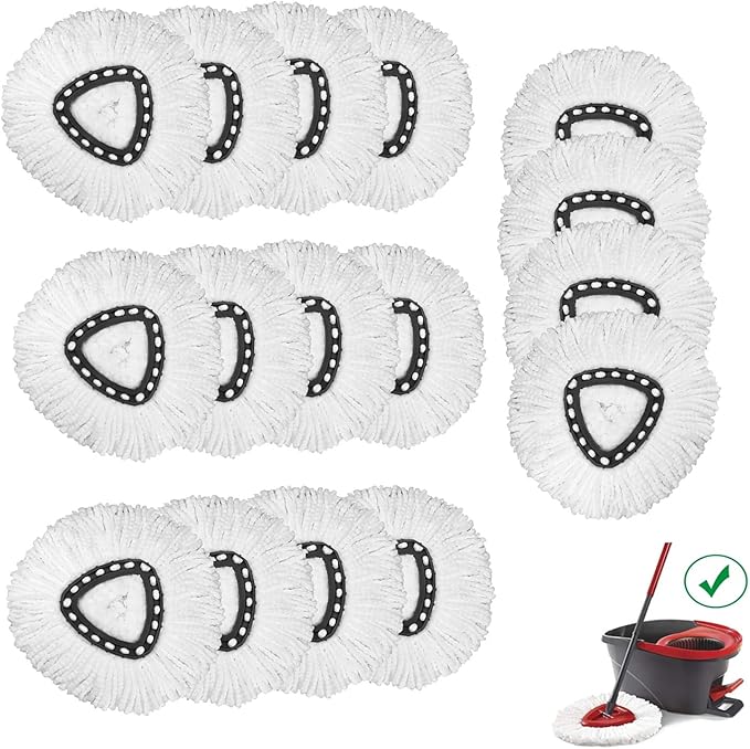 Spin Mop Replacement Head 16 Pack 100% Microfiber Mop Refills Spin Mop Replacements Head for Easy House Cleaning Floor Mopping