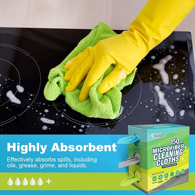 Microfiber Cleaning Cloth 150 Pack Reusable Paper Towels Microfiber Towels for Cars Lint Free Washable Tissues Shop Rags with Dispenser Box for Home Kitchen Automotive 11x 9 Multicolor