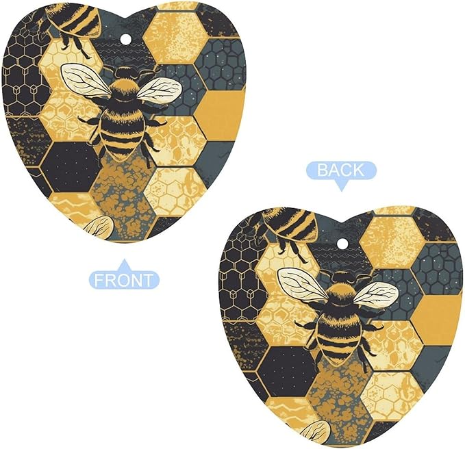 Car Air Freshener 5 Pcs Bee Geometric Honeycomb Car Aromatherapy Tablets Hanging Fragrance Diffuser Quickly Eliminate Odors Pendant Decor for Car Bedroom Wardrobe Gray